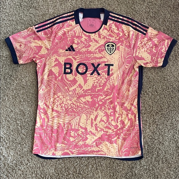 Adidas Leeds Soccer Jersey 2023-2024 Pink and Yellow - Picture 1 of 6